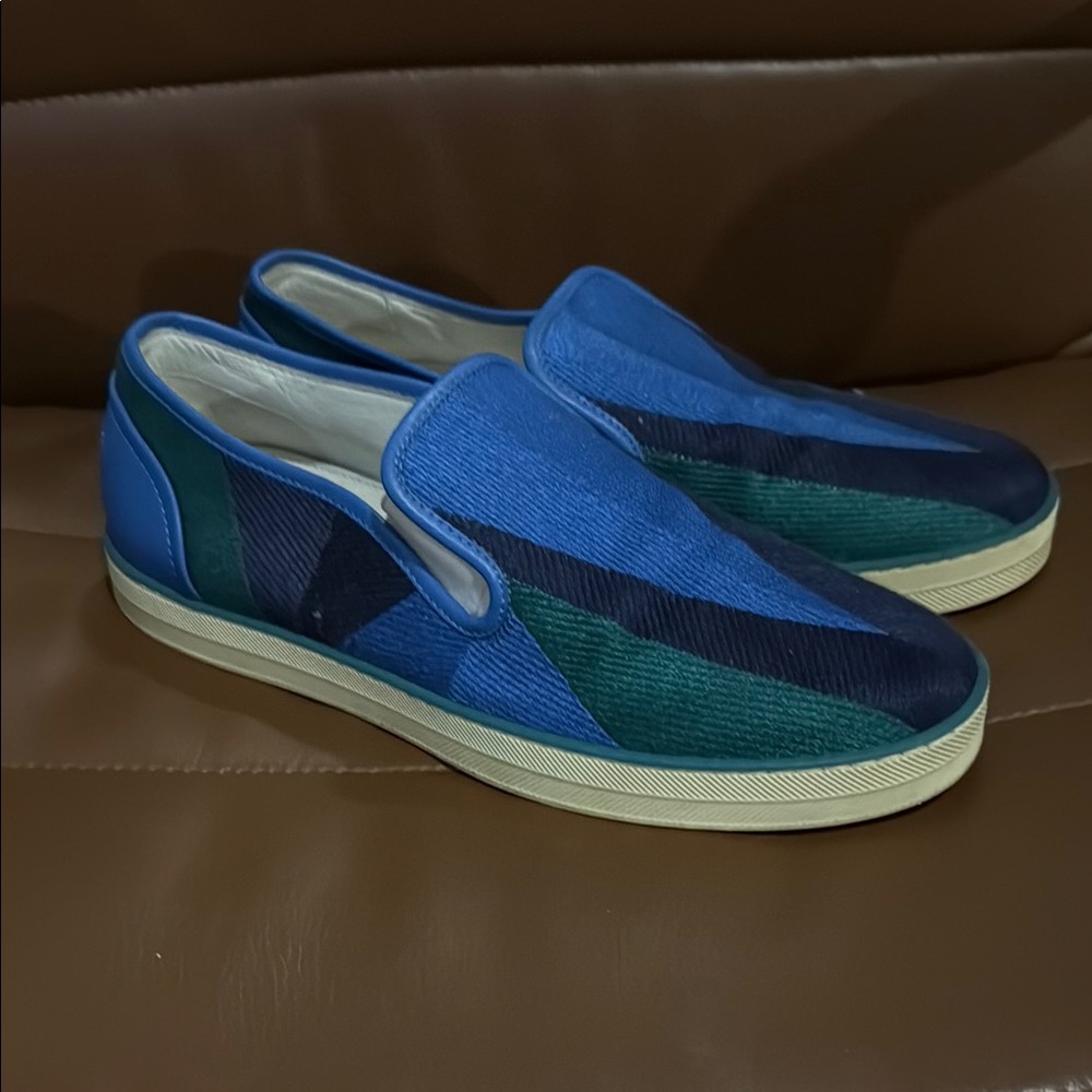 Bottega Veneta Blue and Green Slip-On Shoes